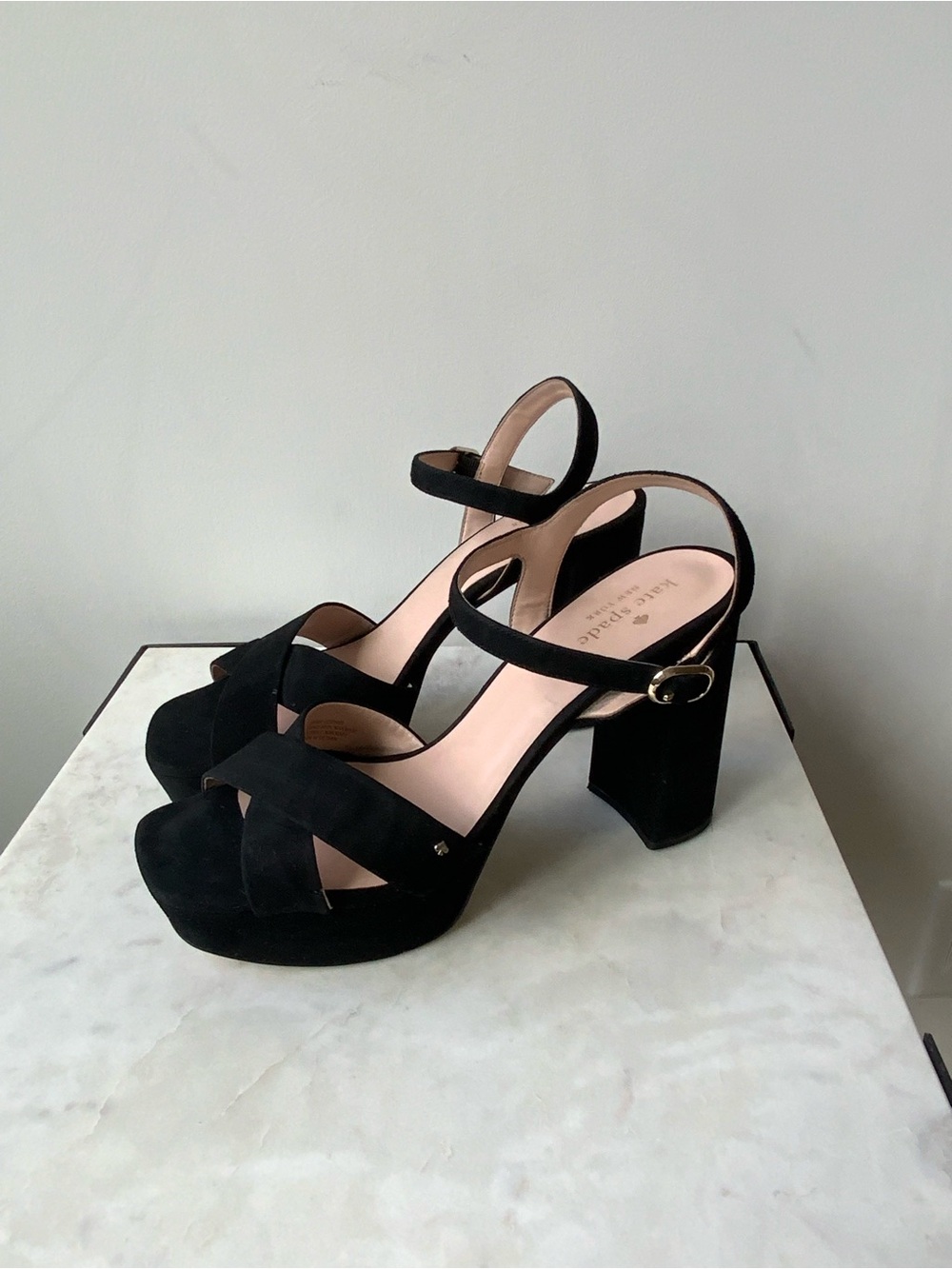 Kate Spade New York Delia platform black suede heels - W 11